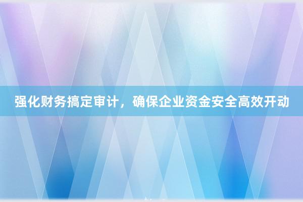 强化财务搞定审计，确保企业资金安全高效开动
